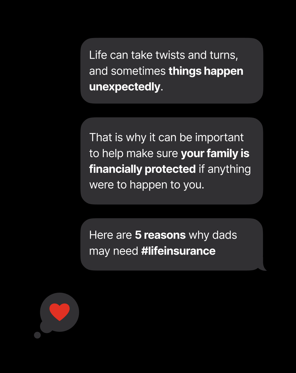 TOM paid ad — native chat / SMS-style format